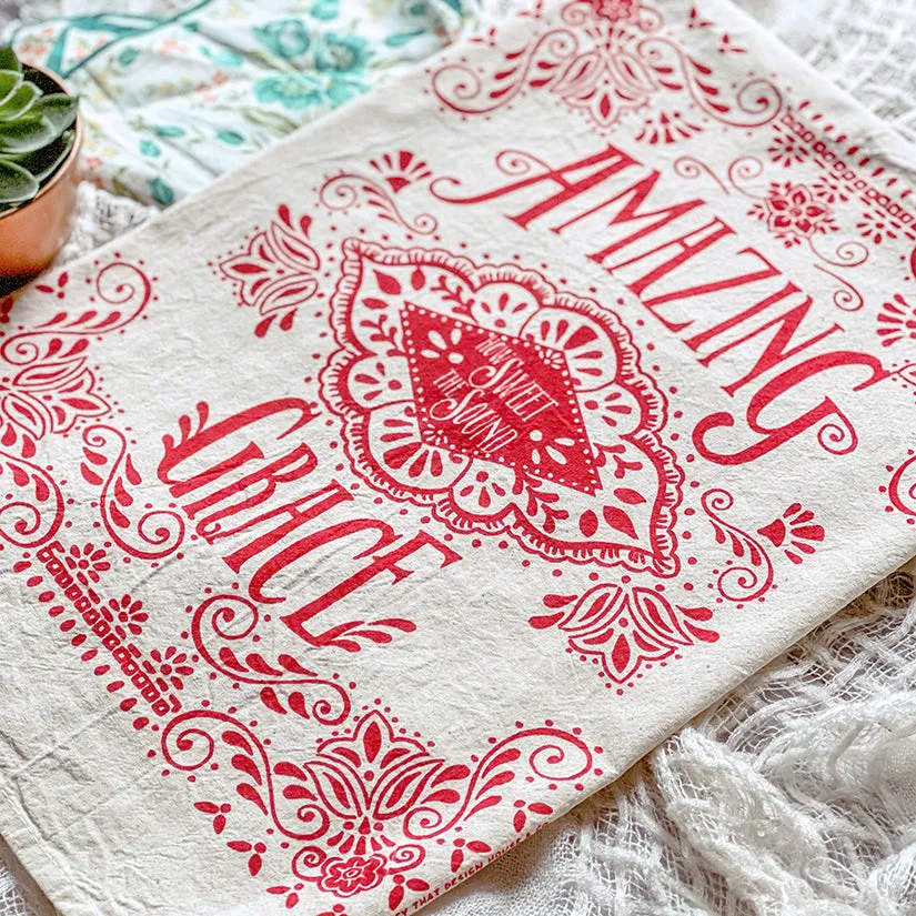 Amazing Grace Ornamental Hymn Tea Towel