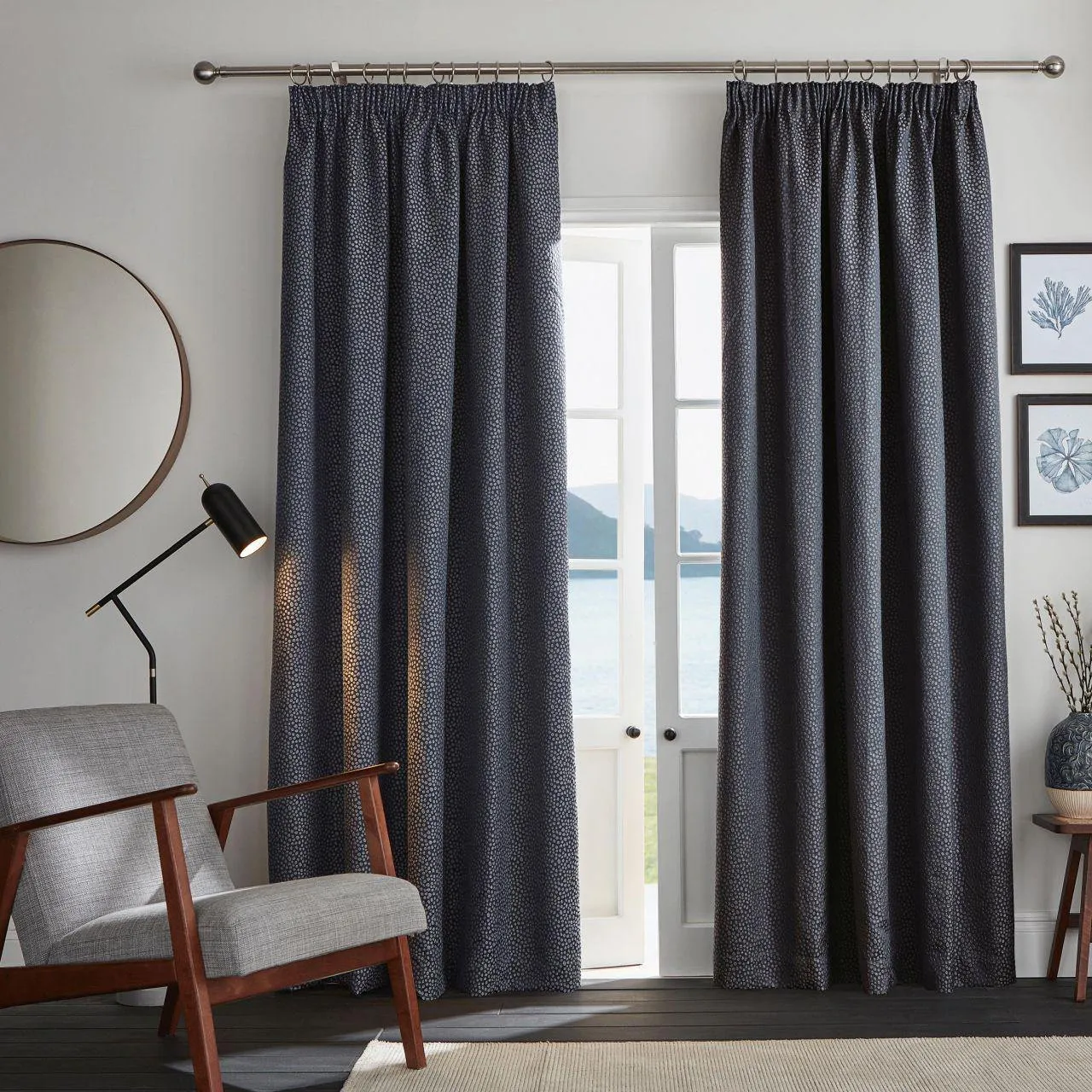 Ardely Blackout Pencil Pleat Curtains - Indigo