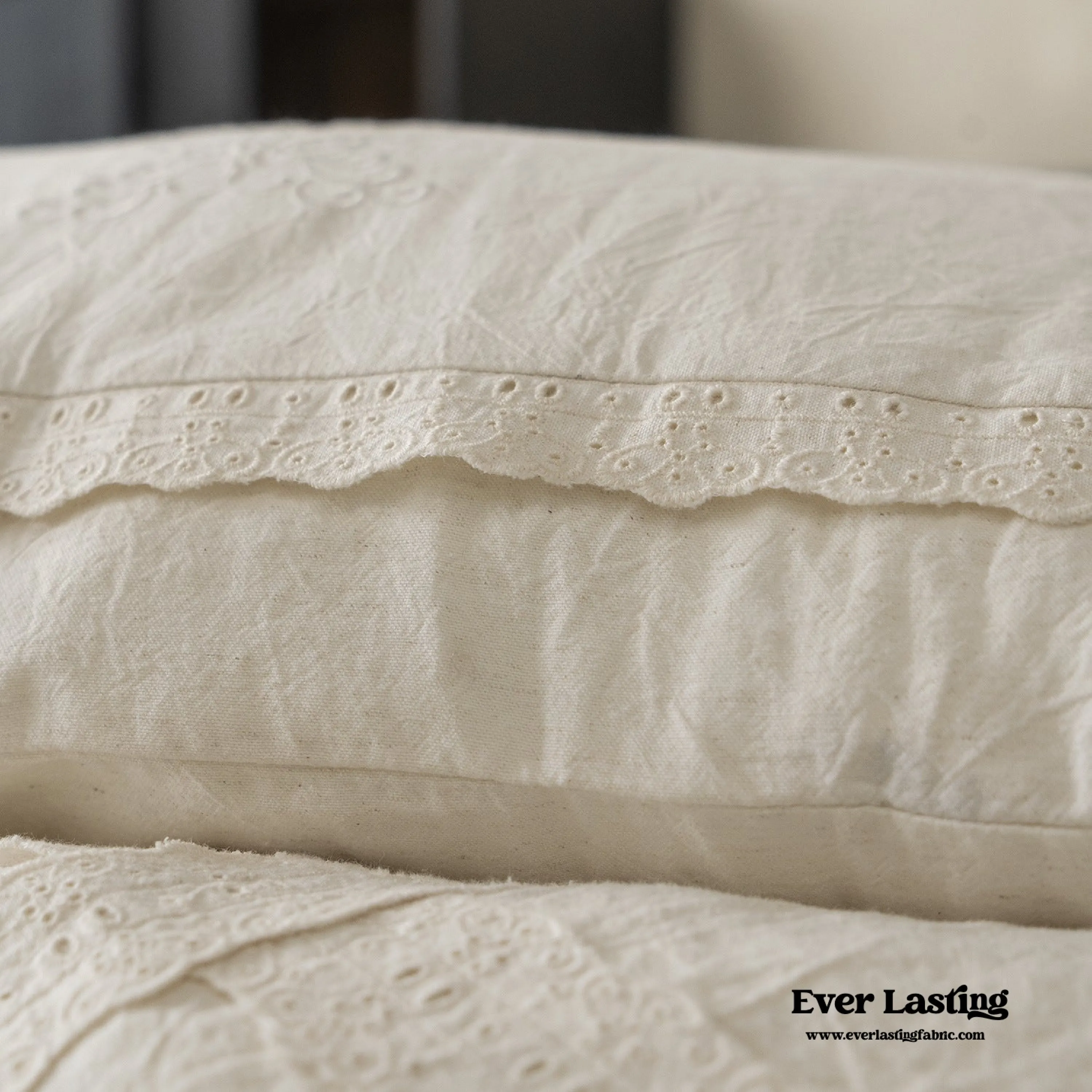 French Linen Cotton Embroidered Floral Pillowcases