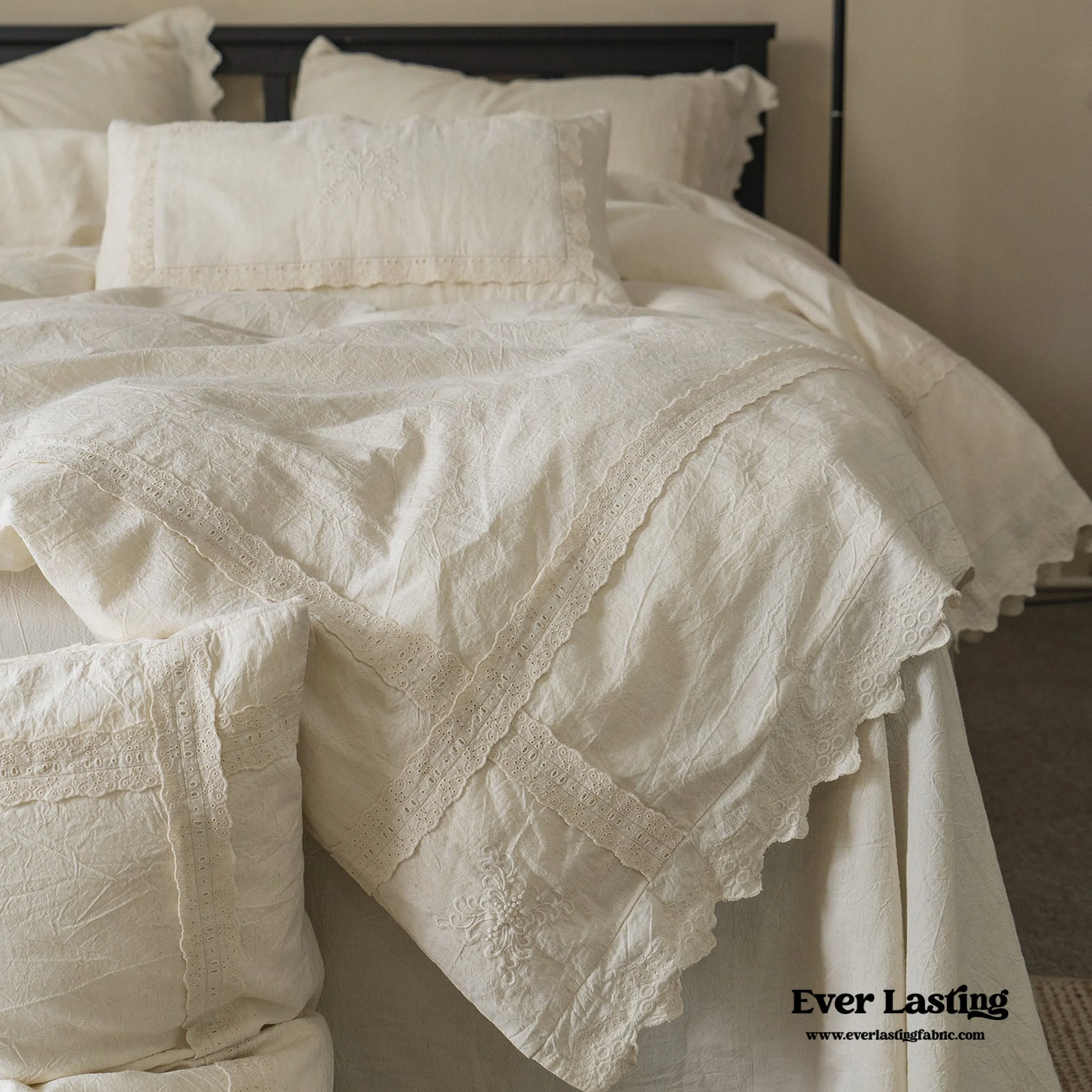 French Linen Cotton Embroidered Floral Pillowcases