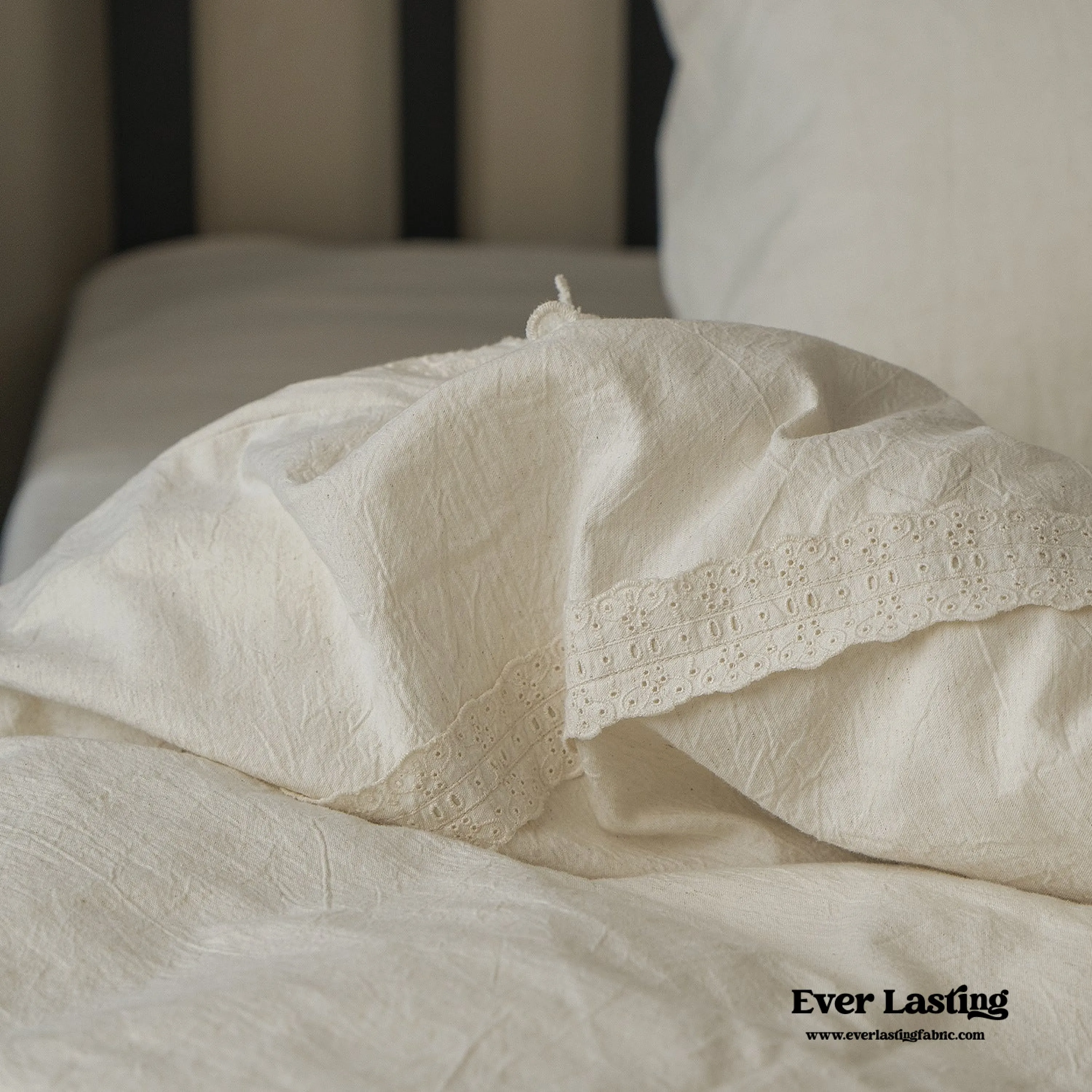 French Linen Cotton Embroidered Floral Pillowcases