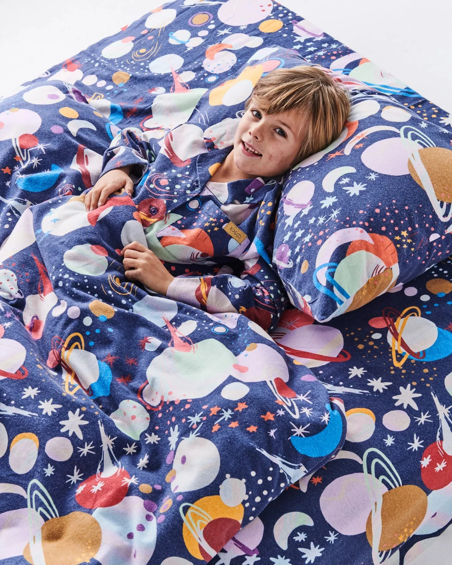 Kip & Co Planet Kip Flannelette Fitted Sheet